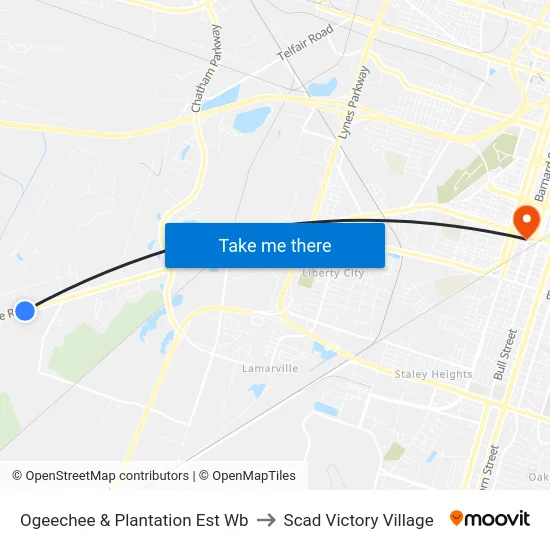 Ogeechee & Plantation Est Wb to Scad Victory Village map