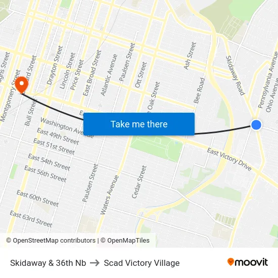 Skidaway & 36th Nb to Scad Victory Village map
