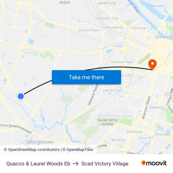 Quacco & Laurel Woods Eb to Scad Victory Village map