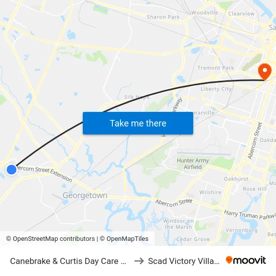 Canebrake & Curtis Day Care Wb to Scad Victory Village map