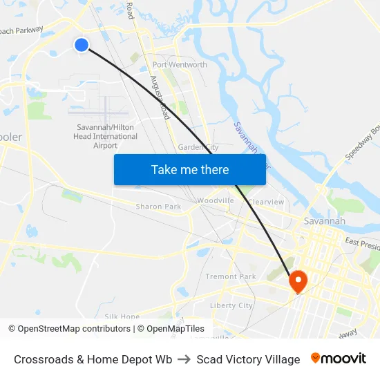 Crossroads & Home Depot Wb to Scad Victory Village map