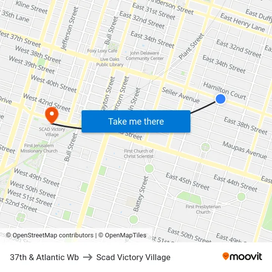 37th & Atlantic Wb to Scad Victory Village map