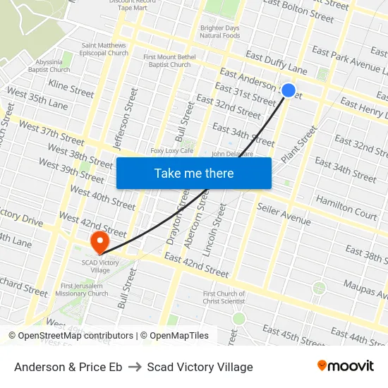 Anderson & Price Eb to Scad Victory Village map
