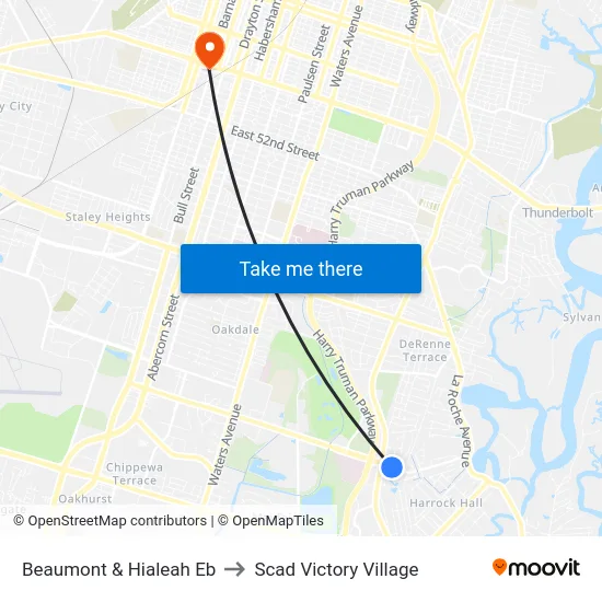 Beaumont & Hialeah Eb to Scad Victory Village map
