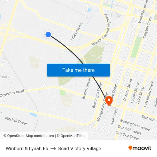 Winburn & Lynah Eb to Scad Victory Village map