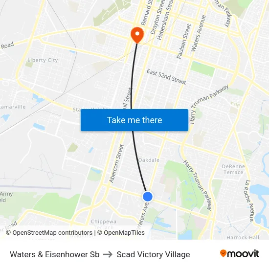 Waters & Eisenhower Sb to Scad Victory Village map