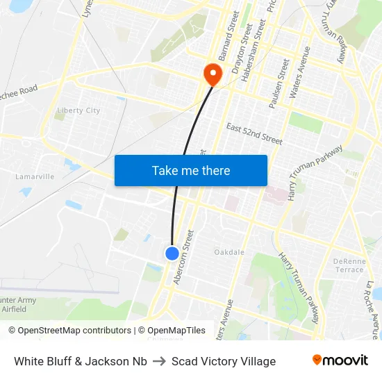 White Bluff & Jackson Nb to Scad Victory Village map