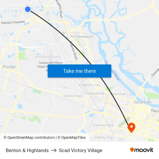 Benton & Highlands to Scad Victory Village map