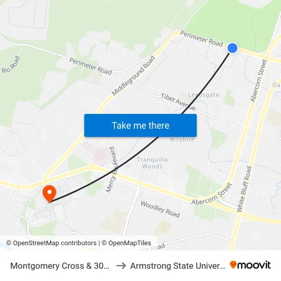 Montgomery Cross & 307 Eb to Armstrong State University map
