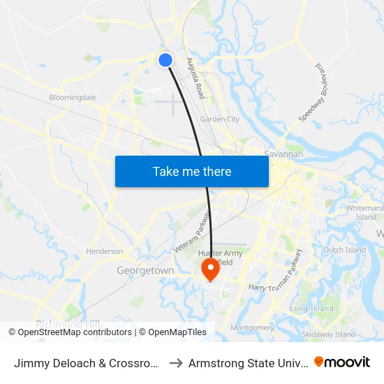 Jimmy Deloach & Crossroads Wb to Armstrong State University map