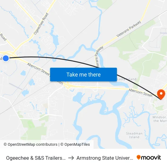 Ogeechee & S&S Trailers Sb to Armstrong State University map