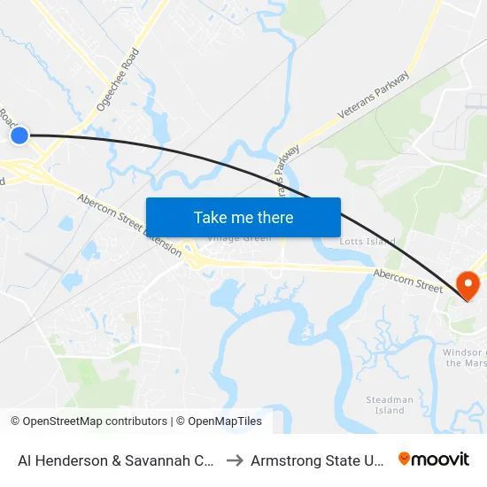 Al Henderson & Savannah Christian Eb to Armstrong State University map