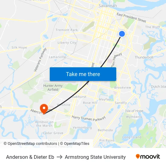 Anderson & Dieter Eb to Armstrong State University map
