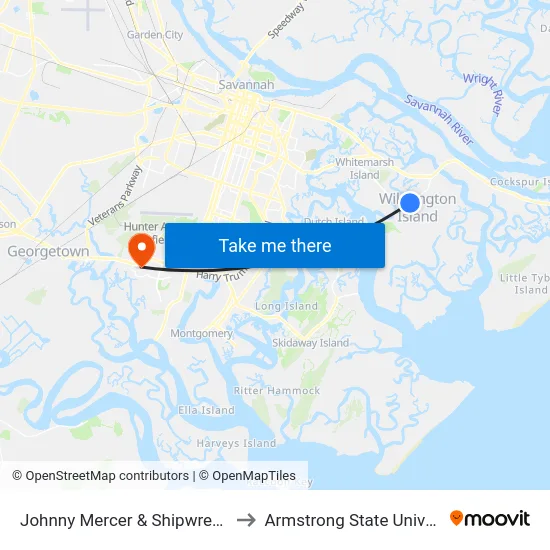 Johnny Mercer & Shipwreck Wb to Armstrong State University map