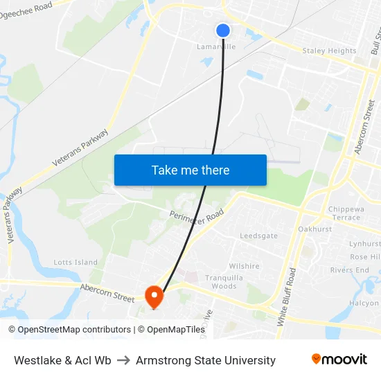 Westlake & Acl Wb to Armstrong State University map