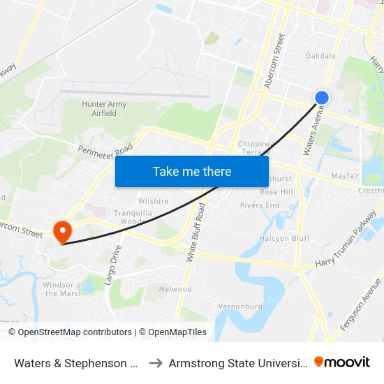 Waters & Stephenson Nb to Armstrong State University map
