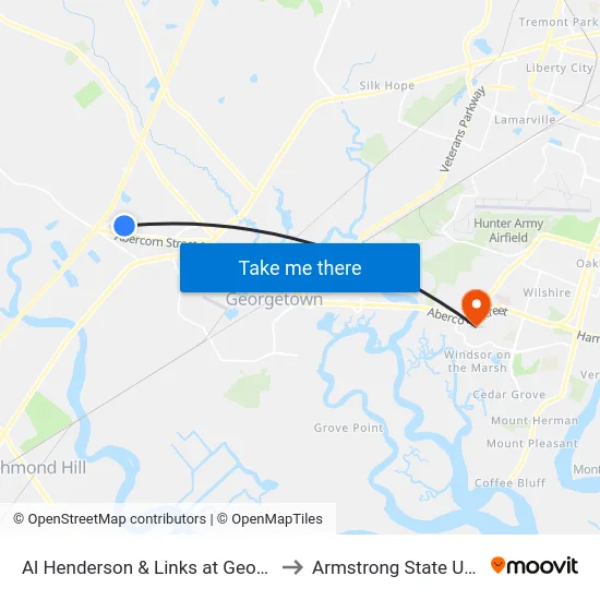 Al Henderson & Links at Georgetown Eb to Armstrong State University map