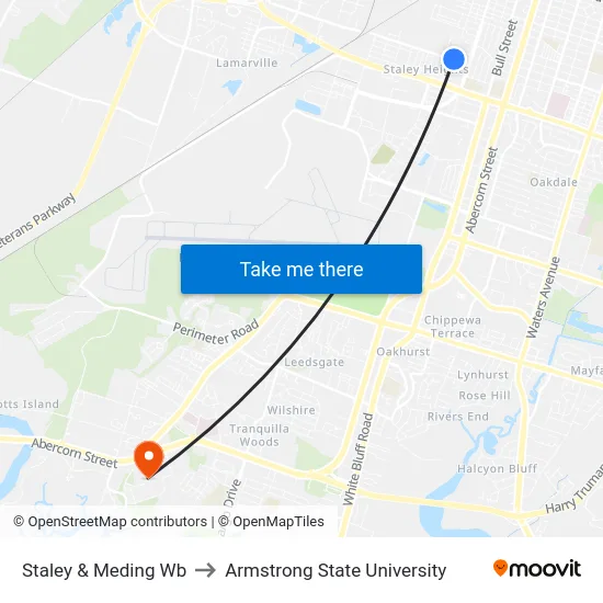 Staley & Meding Wb to Armstrong State University map