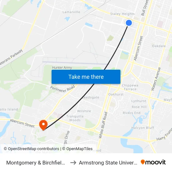 Montgomery & Birchfield Sb to Armstrong State University map