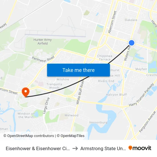 Eisenhower & Eisenhower Cinema Wb to Armstrong State University map