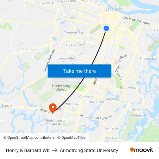 Henry & Barnard Wb to Armstrong State University map