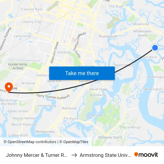Johnny Mercer & Turner Rock Eb to Armstrong State University map
