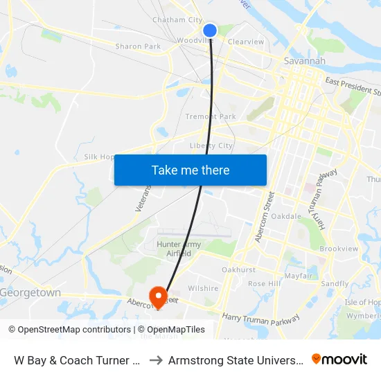 W Bay & Coach Turner Eb to Armstrong State University map