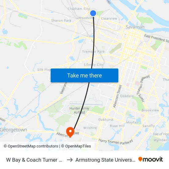 W Bay & Coach Turner Wb to Armstrong State University map