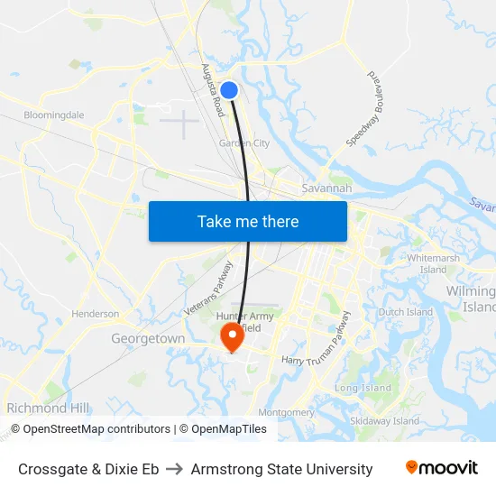 Crossgate & Dixie Eb to Armstrong State University map