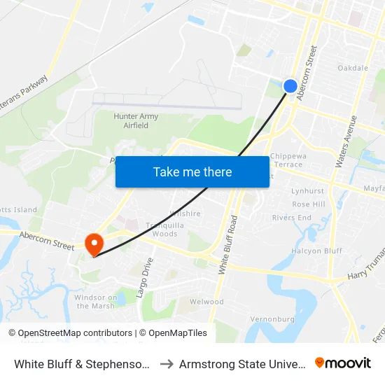 White Bluff & Stephenson Nb to Armstrong State University map