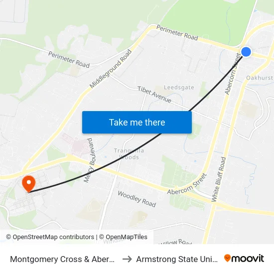 Montgomery Cross & Abercorn Wb to Armstrong State University map