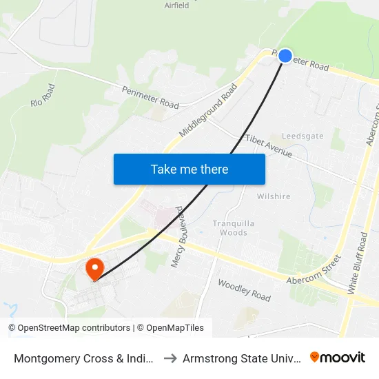 Montgomery Cross & Indigo Wb to Armstrong State University map
