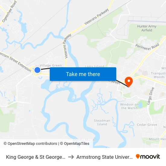 King George & St George Nb to Armstrong State University map