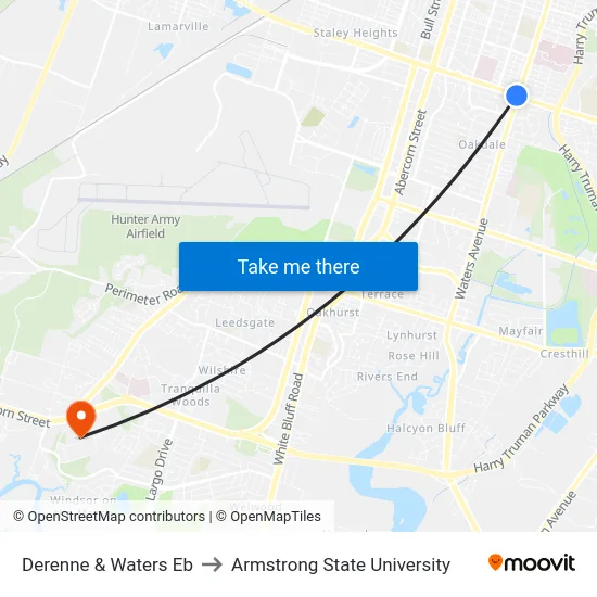 Derenne & Waters Eb to Armstrong State University map