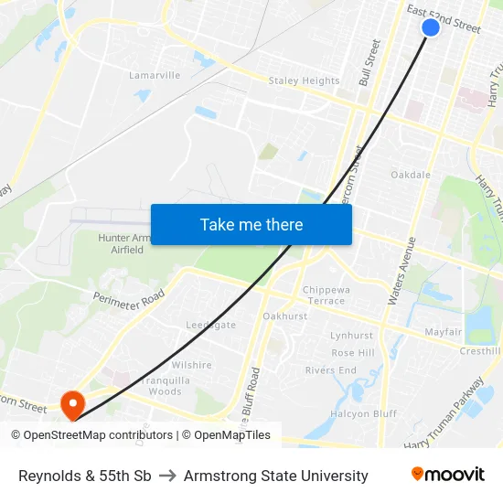 Reynolds & 55th Sb to Armstrong State University map