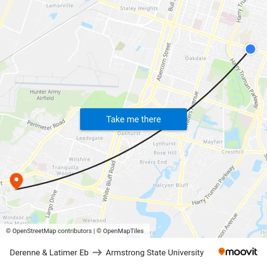 Derenne & Latimer Eb to Armstrong State University map