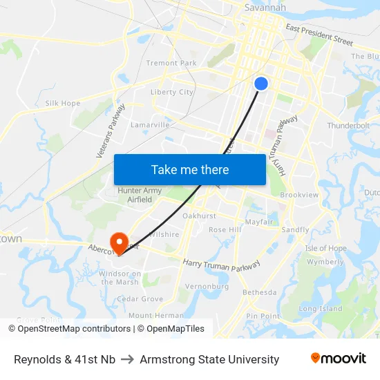 Reynolds & 41st Nb to Armstrong State University map