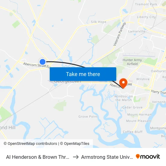 Al Henderson &  Brown Thrush Eb to Armstrong State University map