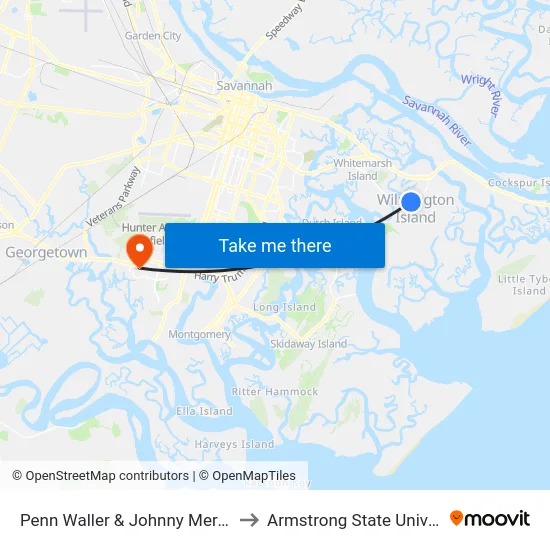 Penn Waller & Johnny Mercer Sb to Armstrong State University map