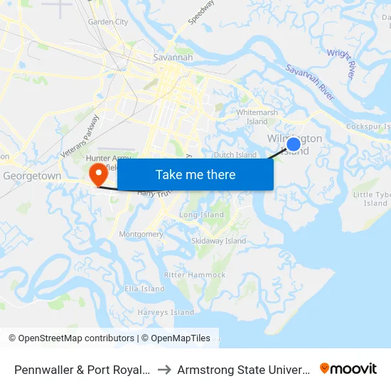 Pennwaller & Port Royal Sb to Armstrong State University map
