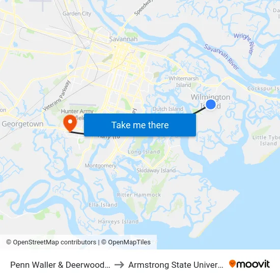 Penn Waller & Deerwood Sb to Armstrong State University map