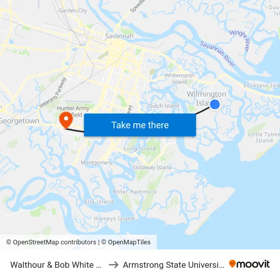 Walthour & Bob White Eb to Armstrong State University map