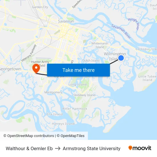 Walthour & Oemler Eb to Armstrong State University map
