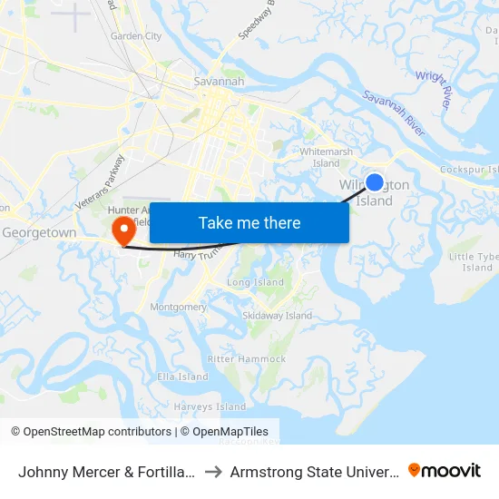 Johnny Mercer & Fortilla Wb to Armstrong State University map