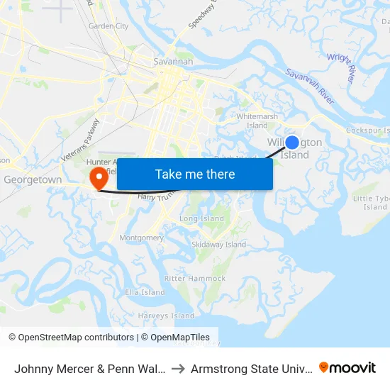 Johnny Mercer & Penn Waller Wb to Armstrong State University map