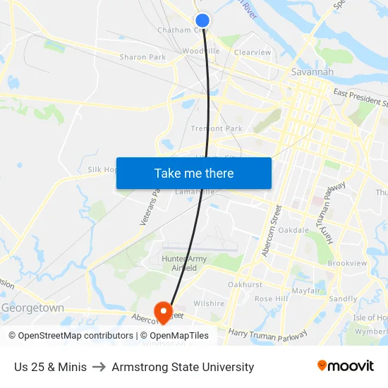 Us 25 & Minis to Armstrong State University map