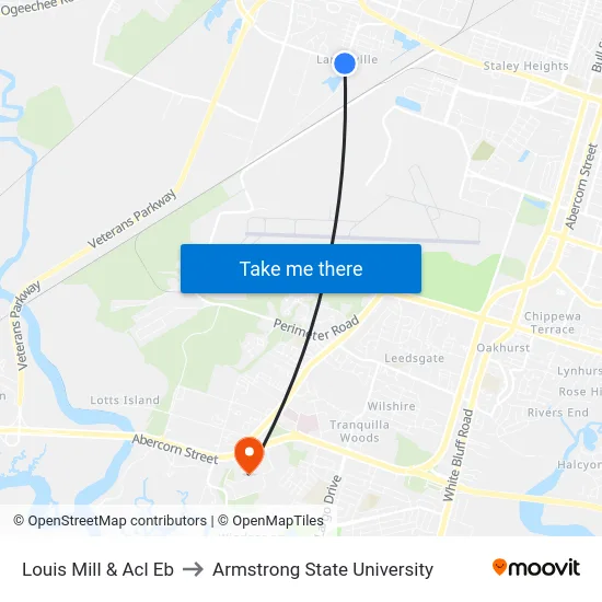 Louis Mill & Acl Eb to Armstrong State University map