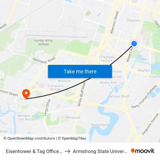 Eisenhower & Tag Office Eb to Armstrong State University map