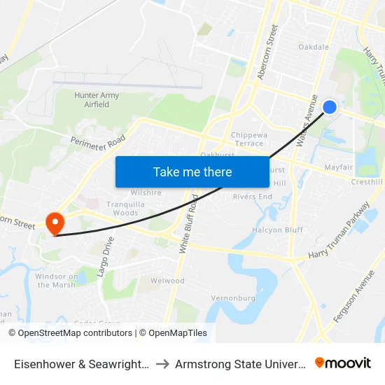 Eisenhower & Seawright Eb to Armstrong State University map