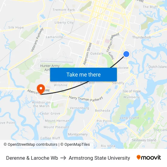 Derenne & Laroche Wb to Armstrong State University map